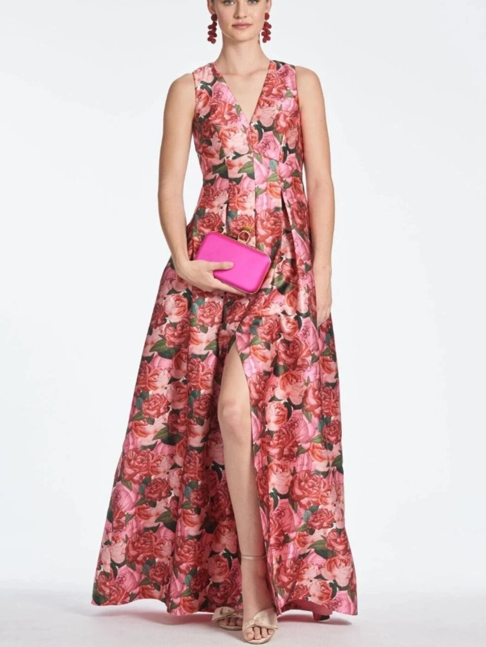 Sachin & Babi Mazzolino Rosa Floral Mikado Ballgown